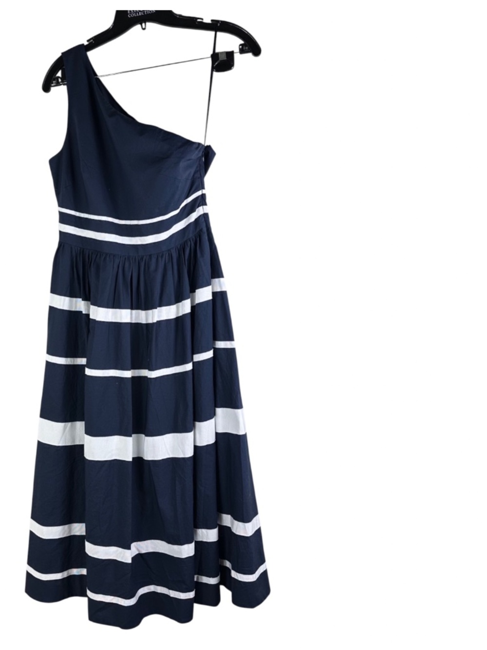 J Crew One Shoulder Maxi Midi Dress Sz 0 XS Navy Blue White Striped Nautical - Picture 2 of 4